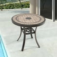 Clihome 31" Round Patio TileTop Dining Table, HeavyDuty Aluminum Round Outdoor Table for