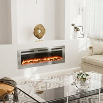 Clihome 50-Inch Wall Mounted & Recessed Electric Fireplace with 12 Flame Colors