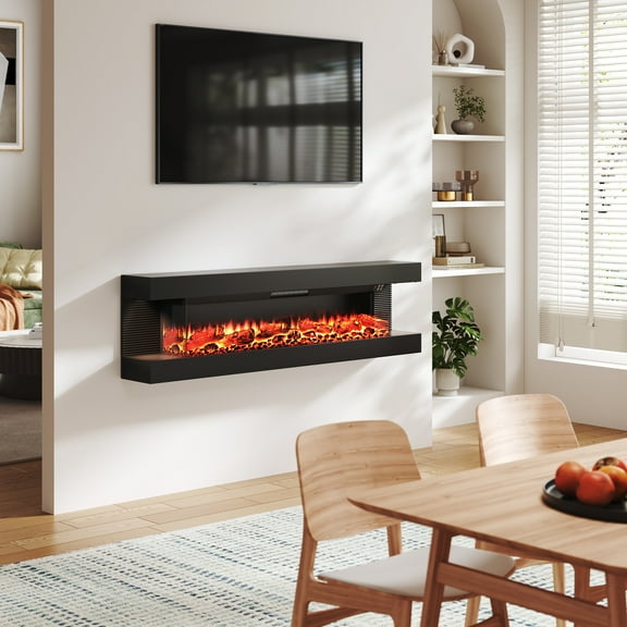Clihome 60 in. Wall-Mounted Electric Fireplace with LED Lighted