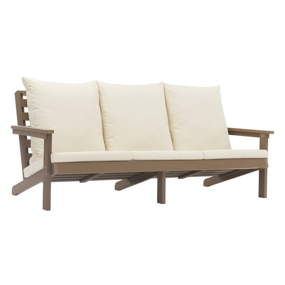 Clihome 79 inch Resin Outdoor Patio Lounge Chair Arm Seat With Cushions