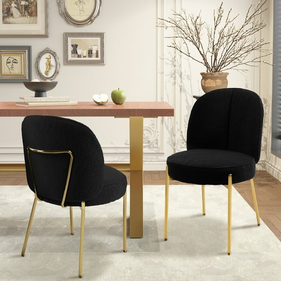 Clihome Fabric Dining Chair with Golden Legs (Set of 2)