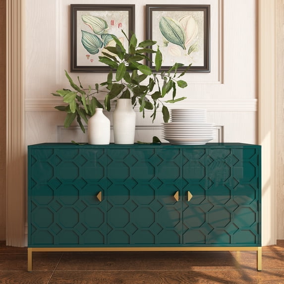 Clihome Freestanding 3-Door Storage Accent Cabinet Green