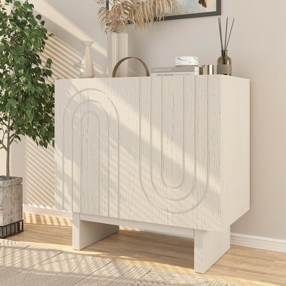 Clihome Furniture Wood 2-Door Accent Cabinet White