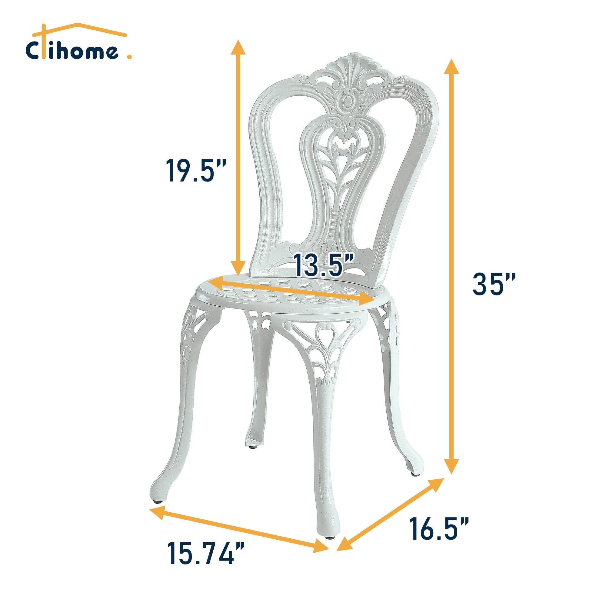 White Cast Aluminum Outdoor Bistro Chair Set