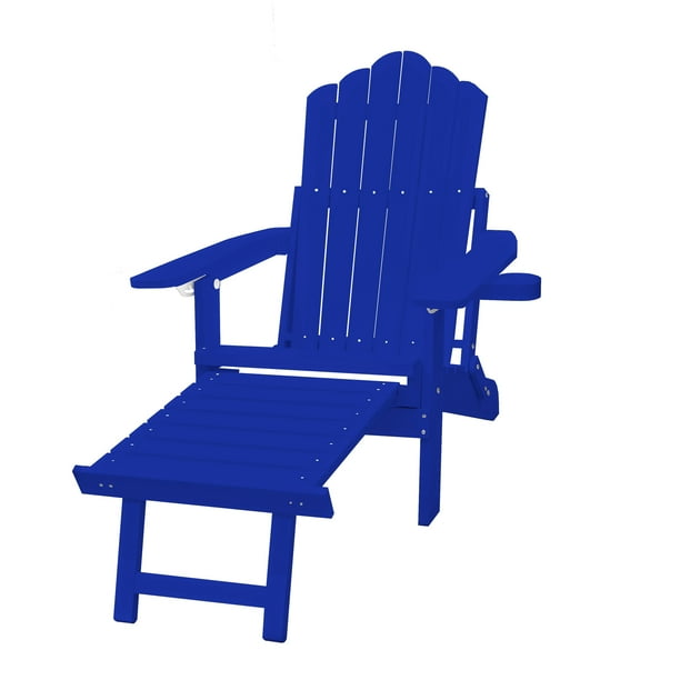 Clihome Outdoor Folding Adirondack Chair with Pullout Ottoman Deck