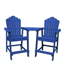 Clihome Patio Tall Adirondack Chair Set (Set of 2)with Connecting Tray Balcony Chair,Adirondack Chair Bar Stools for Patio Garden Lawn Pool Backyard Outdoor Deck Chair Weather Resistant Navy Blue