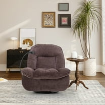 Clihome Swivel Recliner Chair, Single Sofa Chair with Phone Holder, Brown