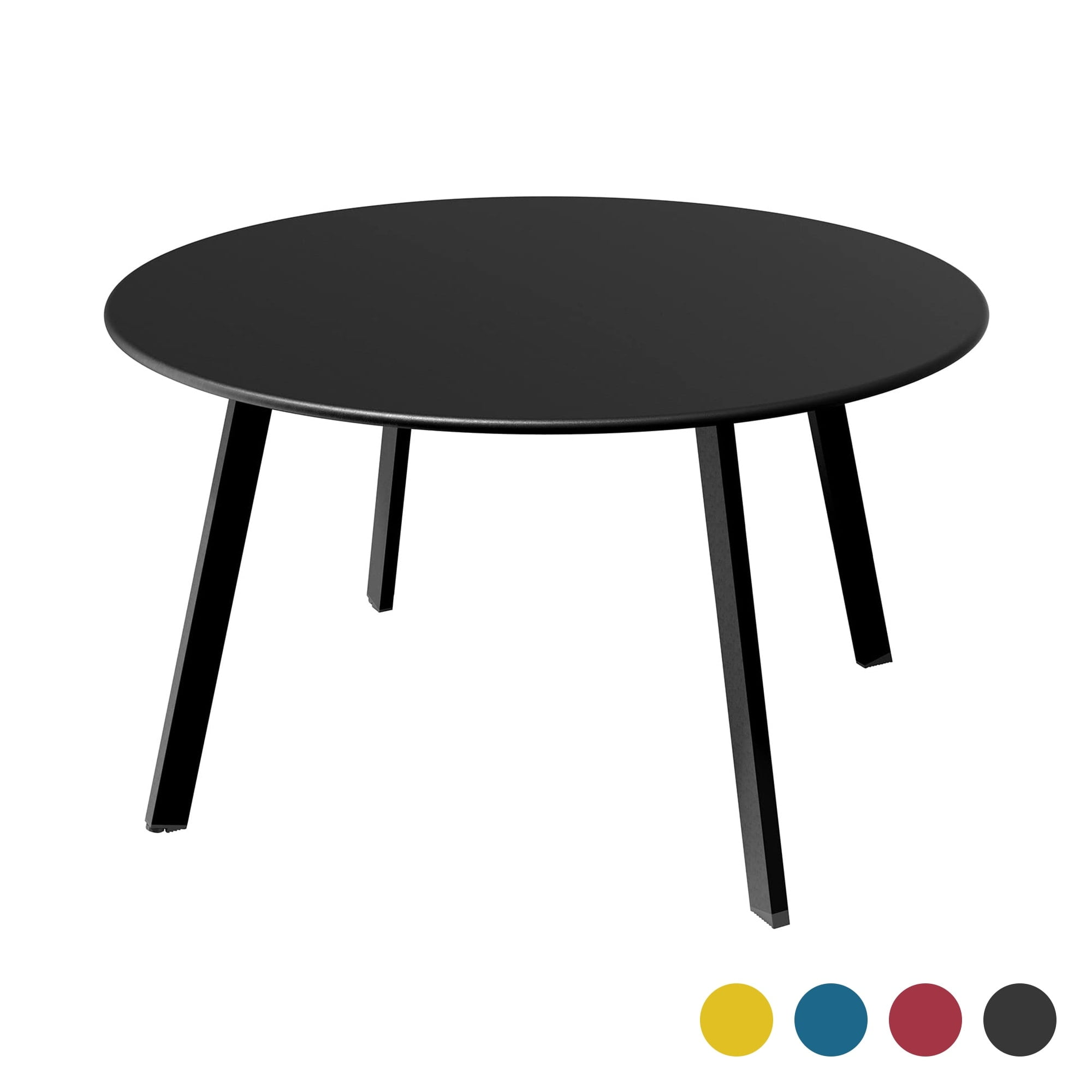 Black Round Steel Weather Resistant Patio Coffee Table