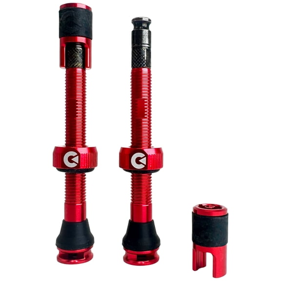 Clik Clik Tubeless Valve Set, 50mm Clik, Pair, Ignite Red