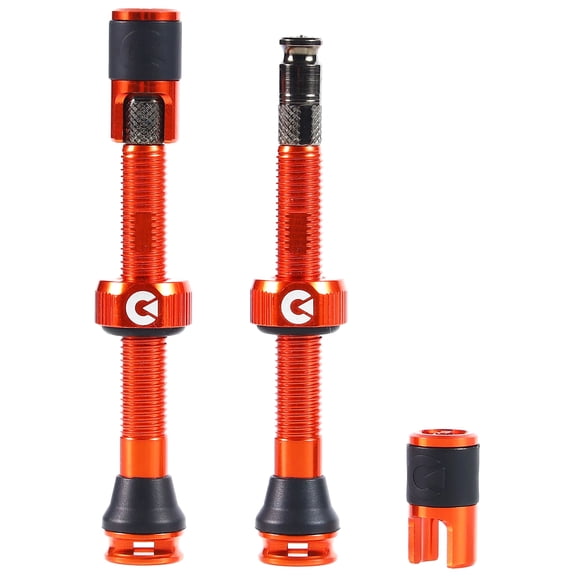 Clik Clik Tubeless Valve Set, 50mm Clik, Pair, Orange