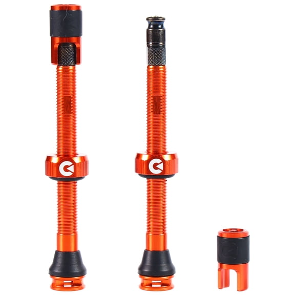 Clik Clik Tubeless Valve Set, 60mm Clik, Pair, Orange