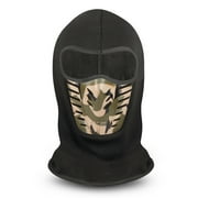ClimaZero Adult Black W/ Camo Micro Fleece AirFlow Face Mask Ski Mask Neck Gaiter Hood Hat Beanie