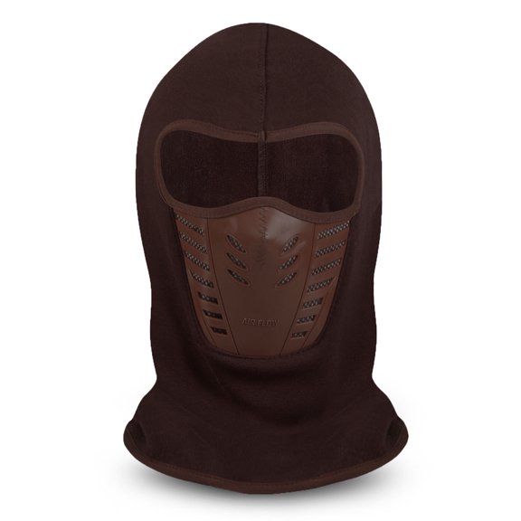 ClimaZero Adult Brown Micro Fleece Air Flow Face Mask Ski Mask Neck Gaiter Hood Hat Beanie
