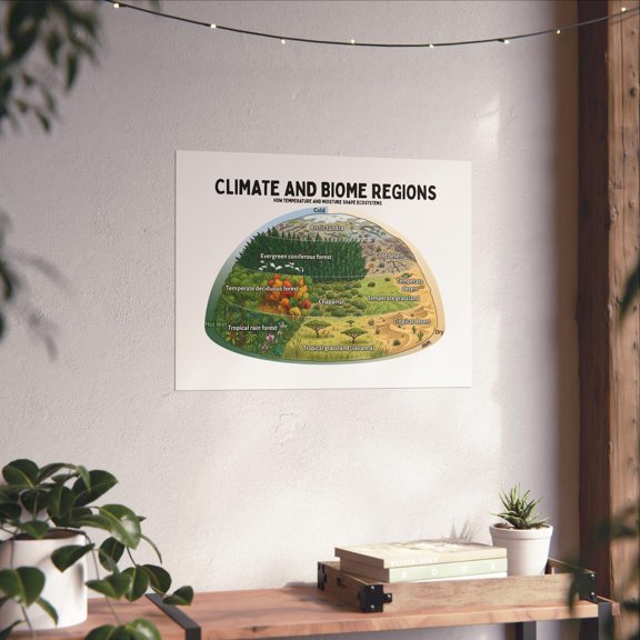 Climate And Biome Regions Wall Art Print, Unframed Paper Poster 8x10in