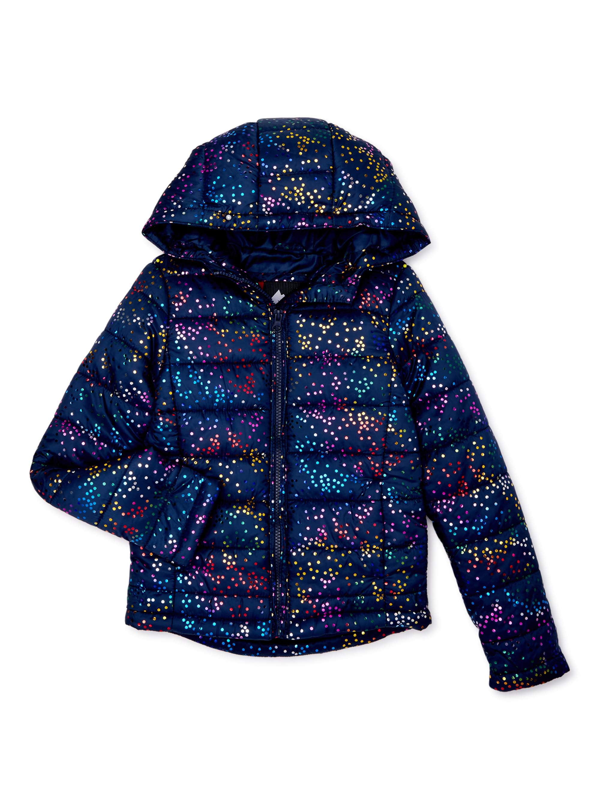 Girls Metallic Dot Hooded Puffer Jacket Sizes 4-16 Jordan Ubuy