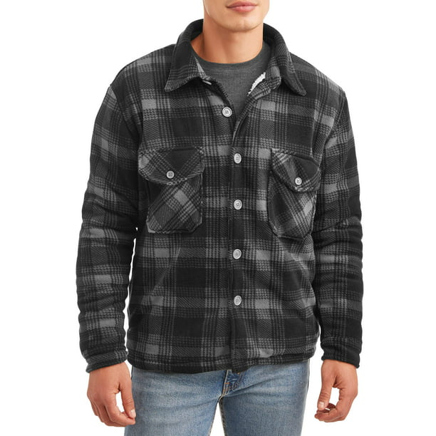 Climate Concepts Men's Plaid Heavy Weight Shirt Jacket with Sherpa ...