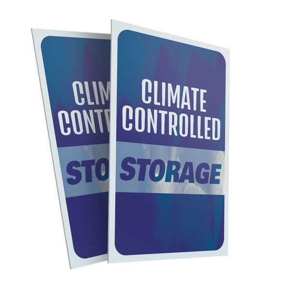 Climate Controlled Storage (2-PACK) 24" x 36" Plastic Signs | Sign Insert 4mm Corrugated Plastic Signs Storefront Window Poster