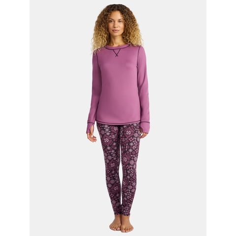 ClimateRight by Cuddl Duds Women's Brushed Comfort Top and Leggings Thermal Base Layer 2-Piece Set, Sizes XS-XXL