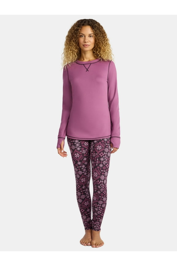 ClimateRight by Cuddl Duds Women's and Women’s Plus Top and Leggings Set, 2-Piece