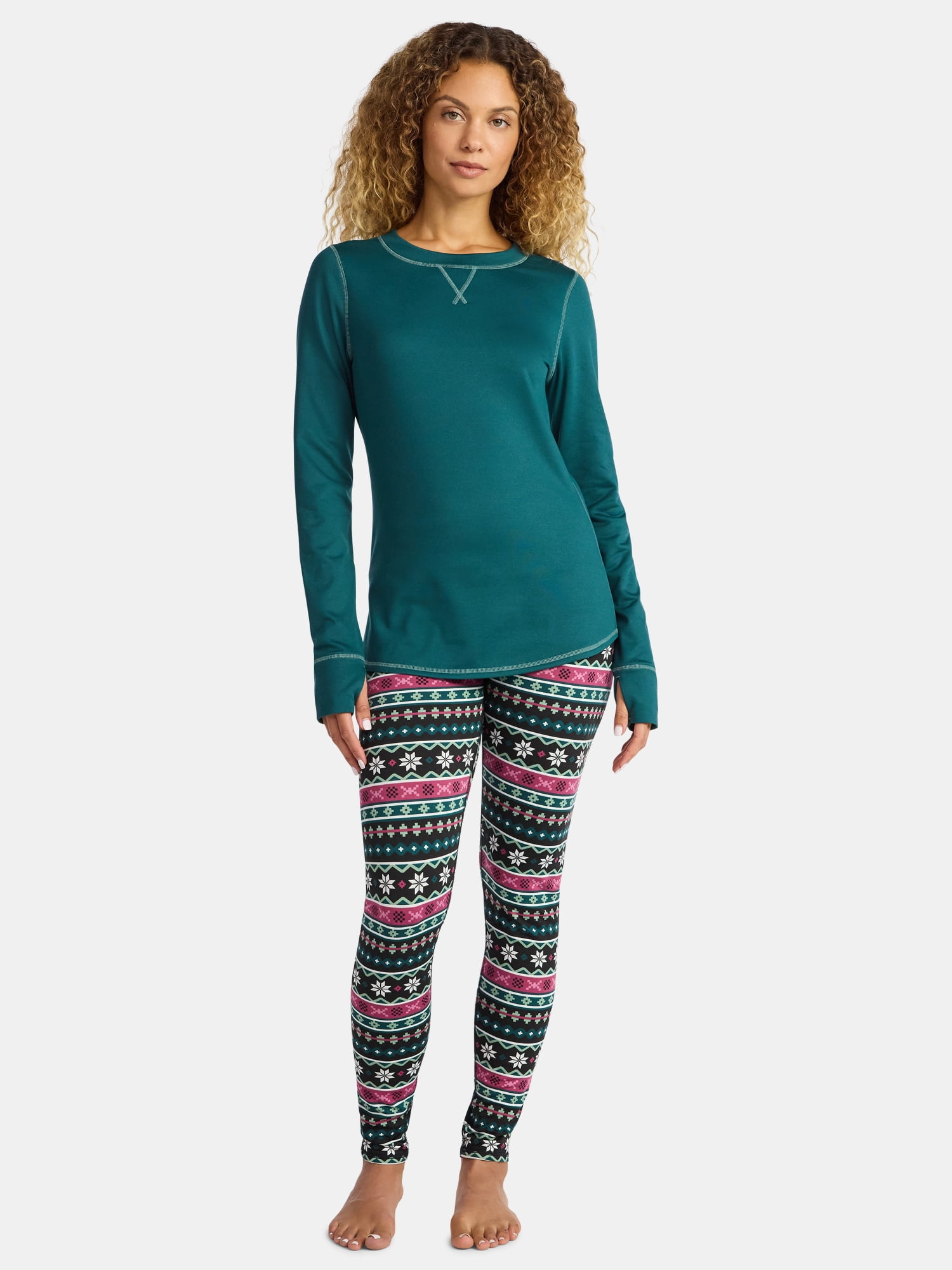 ClimateRight by Cuddl Duds Women's Brushed Comfort Top and Leggings Thermal Base Layer 2-Piece Set, Sizes XS-XXL