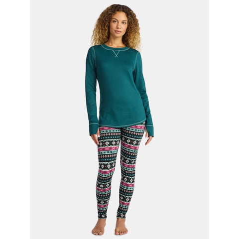 ClimateRight by Cuddl Duds Women's Brushed Comfort Top and Leggings Thermal Base Layer 2-Piece Set, Sizes XS-XXL