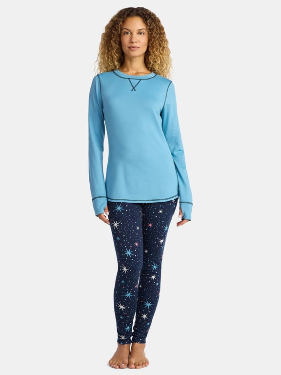 ClimateRight by Cuddl Duds Women's Brushed Comfort Top and Leggings Thermal Base Layer 2-Piece Set, Sizes XS-XXL