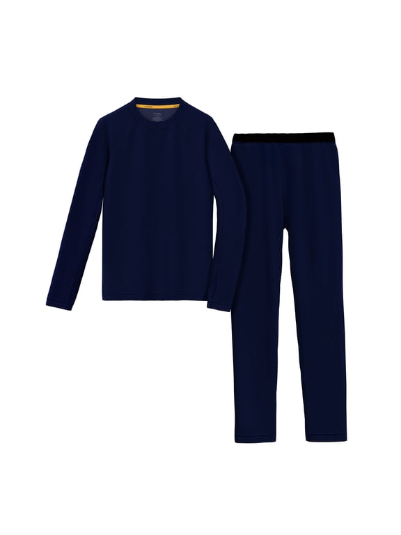 ClimateRight by Cuddl Duds Kids Unisex Warm Plush Warmth Thermal Base Layer 2 PC set, Sizes XS-XL