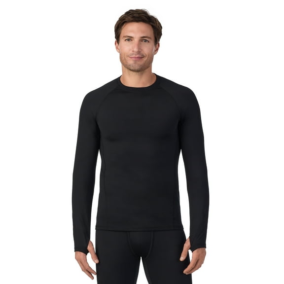ClimateRight by Cuddl Duds Men’s Plush Warmth Long Sleeve Base Layer Top, Sizes S-3XL