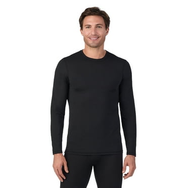 ClimateRight by Cuddl Duds Men’s Stretch Microfiber Base Layer Long Sleeve Crewneck Top, Sizes S-3XL