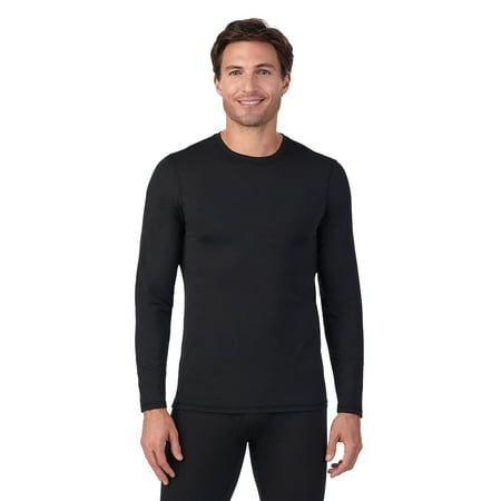 ClimateRight by Cuddl Duds Men’s Stretch Microfiber Base Layer Long Sleeve Crewneck Top, Sizes S-3XL