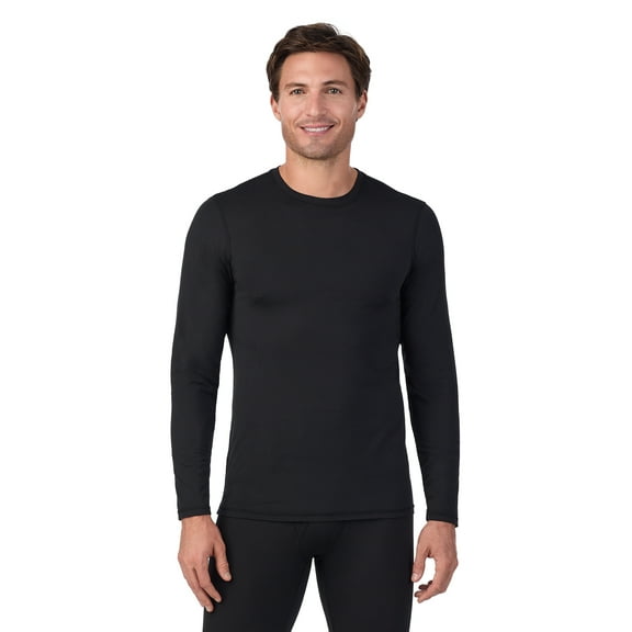 ClimateRight by Cuddl Duds Men’s Stretch Microfiber Base Layer Long Sleeve Crewneck Top, Sizes S-3XL