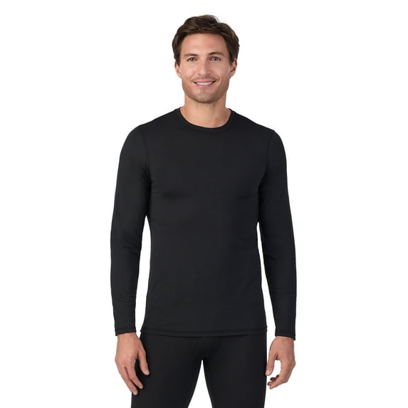 ClimateRight by Cuddl Duds Men’s Stretch Microfiber Base Layer Long Sleeve Crewneck Top, Sizes S-3XL