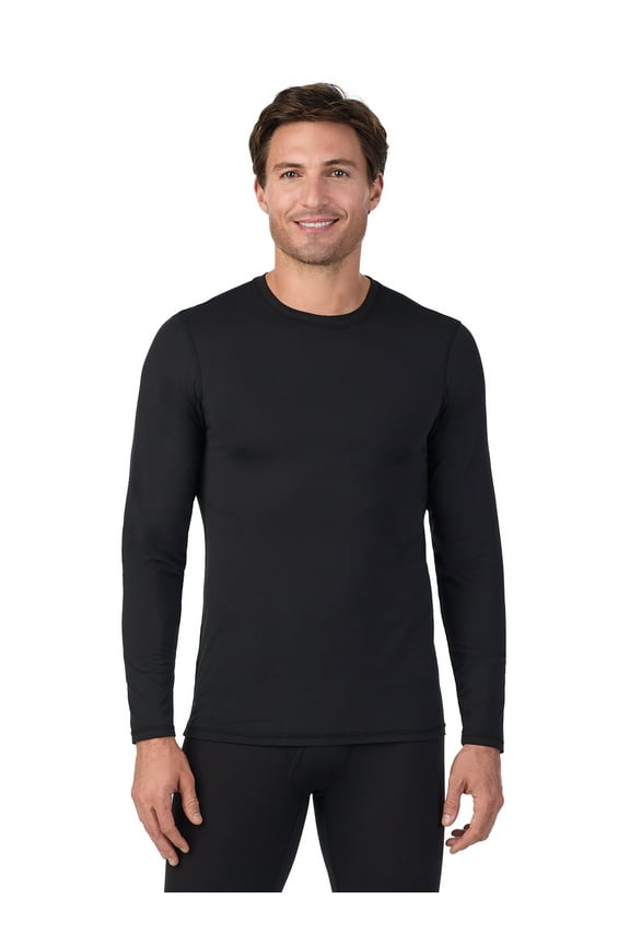 ClimateRight by Cuddl Duds Men’s Stretch Microfiber Base Layer Long Sleeve Crewneck Top, Sizes S-3XL