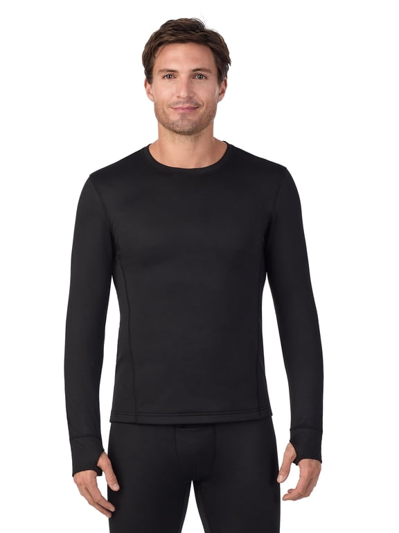 ClimateRight by Cuddl Duds Men’s Thermal Guard Long Sleeve Base Layer Crew neck top, Sizes S-3XL