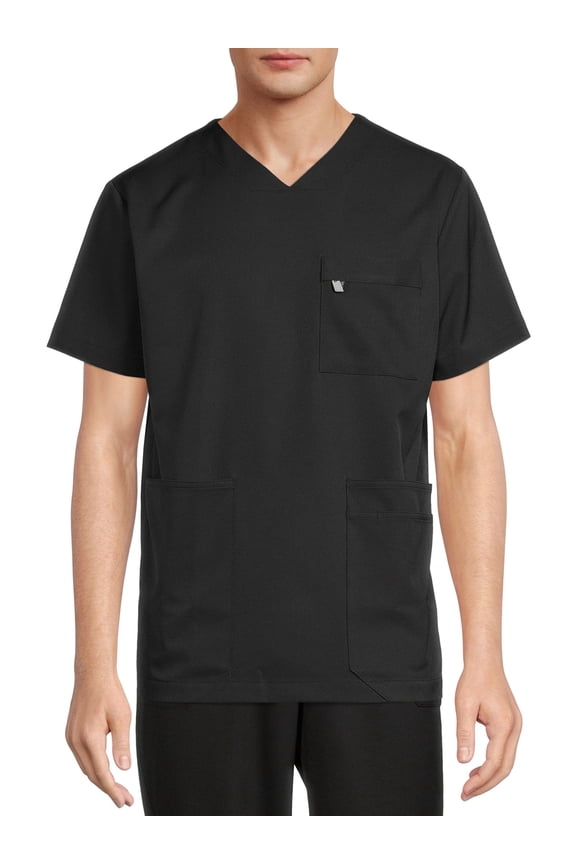 ClimateRight by Cuddl Duds Men's Woven Twill V-Neck Scrub Top