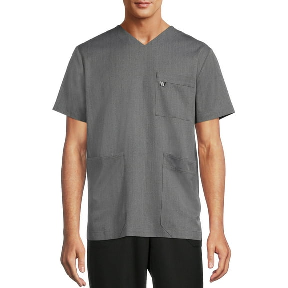 ClimateRight by Cuddl Duds Men's Woven Twill V-Neck Scrub Top