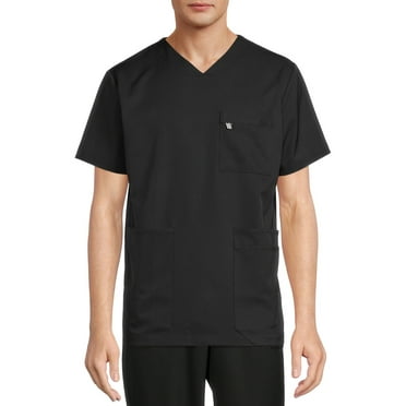 ClimateRight by Cuddl Duds Men's Woven Twill V-Neck Scrub Top