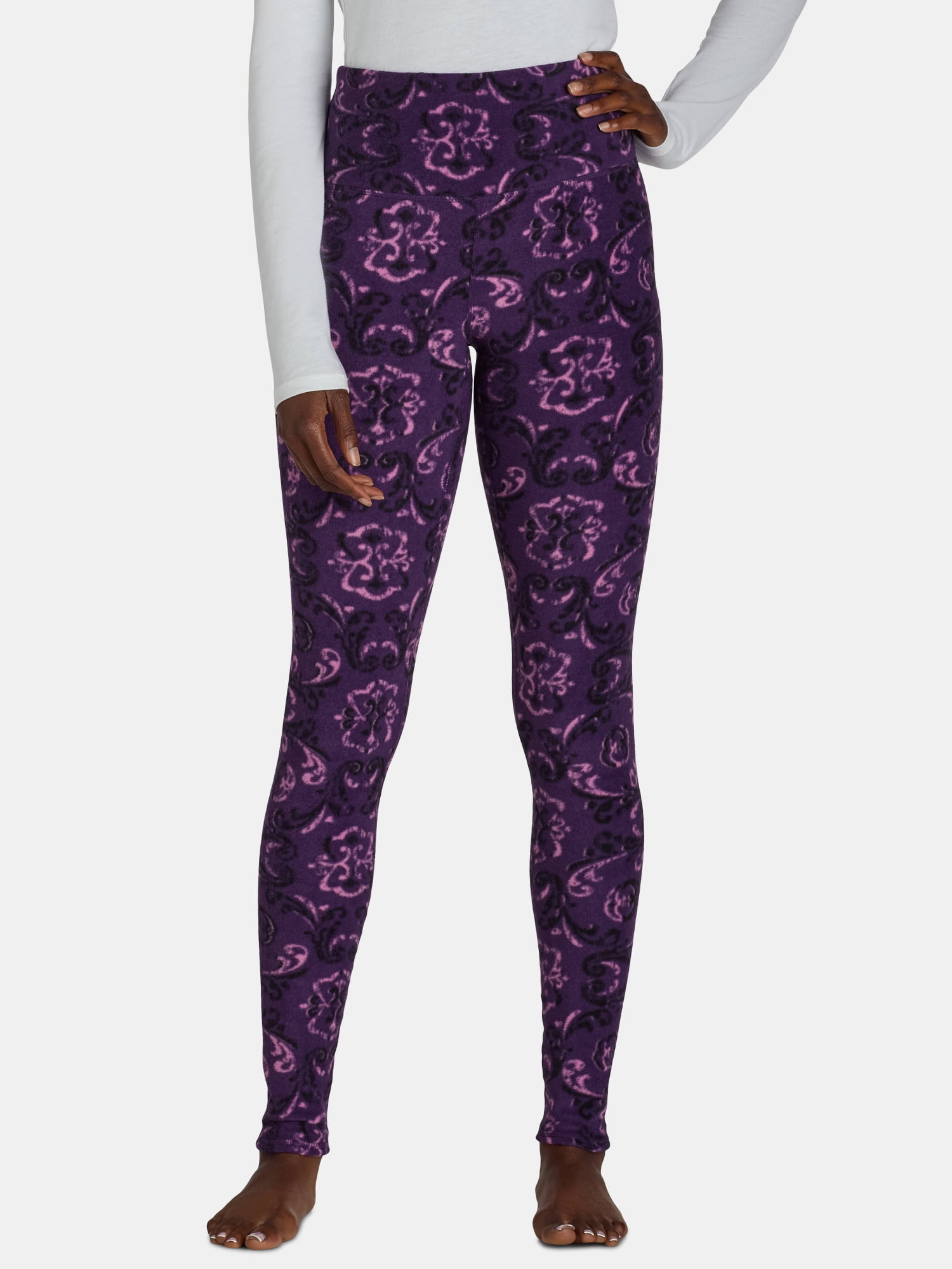 ClimateRight by Cuddl Duds Stretch Women's Warm Stretch Fleece High Rise Base Layer Thermal Legging, Sizes XS to 4X