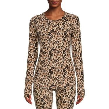 ClimateRight by Cuddl Duds Stretch Fleece Women's Long Sleeve Crew Neck Base Layer Top, Sizes XS to 4XL
