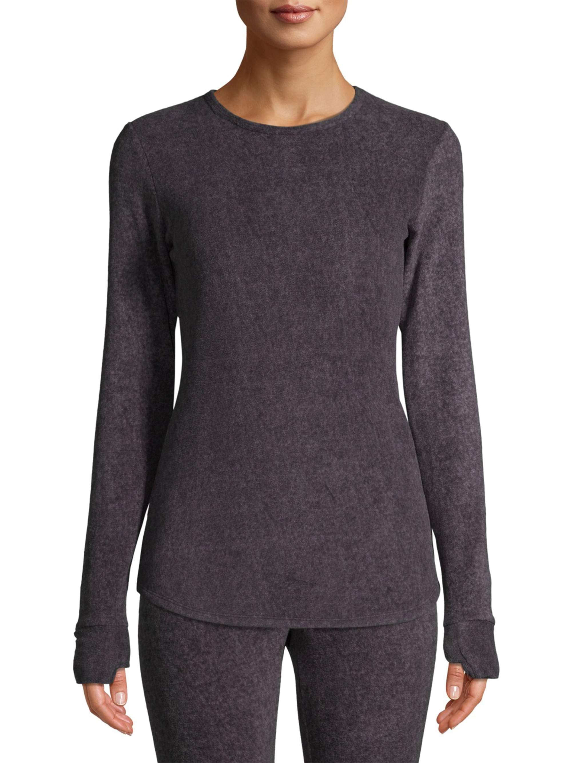 ClimateRight by Cuddl Duds Women's Stretch Fleece Long Sleeve Crew Neck Top  & Legging Base Layer Set, Sizes XS to 4XL