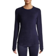 ClimateRight by Cuddl Duds Stretch Fleece Women's Long Sleeve Crew Neck Base Layer Top, Sizes XS to 4XL