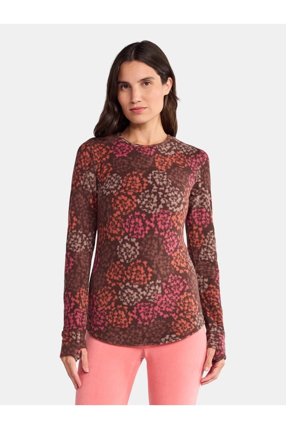 ClimateRight by Cuddl Duds Women's Warm Stretch Fleece Long Sleeve Crew Neck Thermal Base Layer Top, Sizes XS to 4X