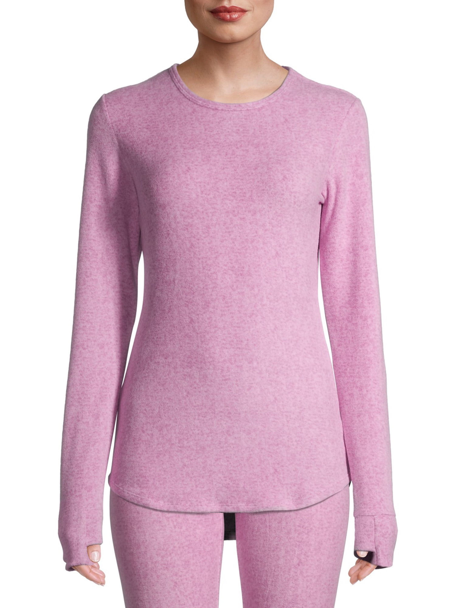 ClimateRight by Cuddl Duds Women's Warm Stretch Fleece Long Sleeve Crew Neck Thermal Base Layer Top, Sizes XS to 4X