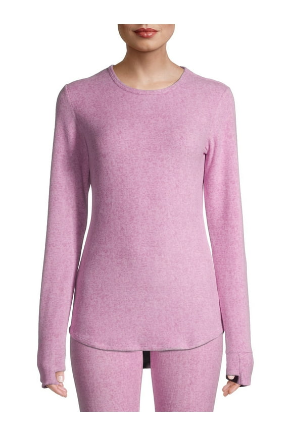 ClimateRight by Cuddl Duds Women's Warm Stretch Fleece Long Sleeve Crew Neck Thermal Base Layer Top, Sizes XS to 4X
