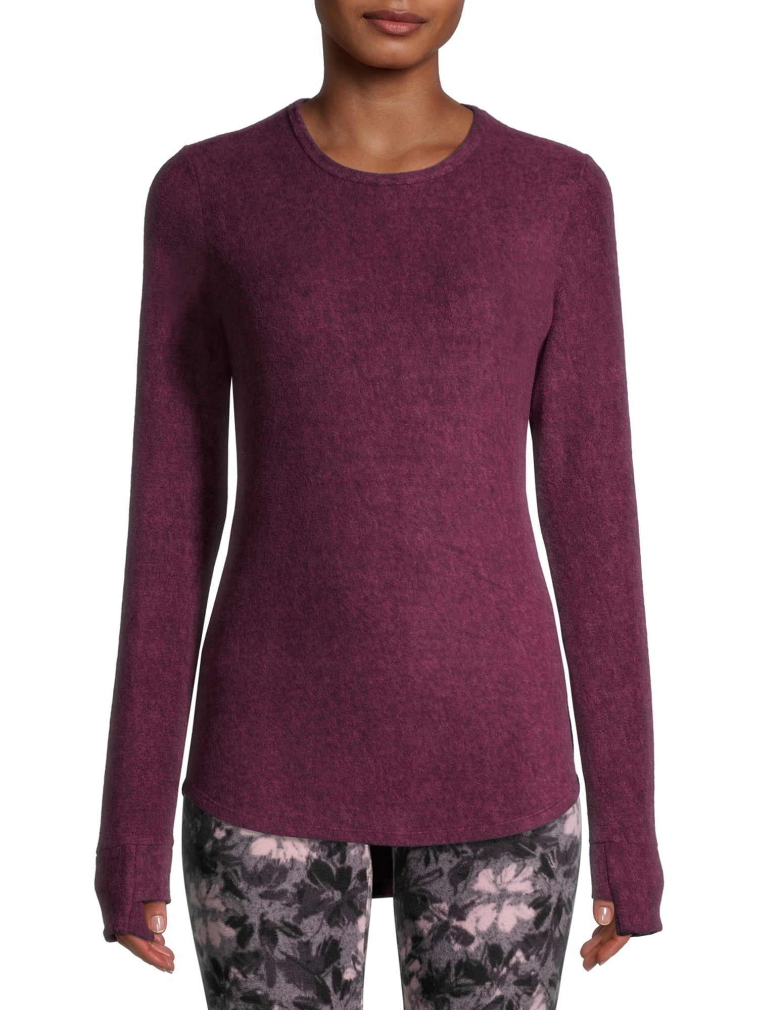 ClimateRight by Cuddl Duds Women's Warm Stretch Fleece Long Sleeve Crew Neck Thermal Base Layer Top, Sizes XS to 4X