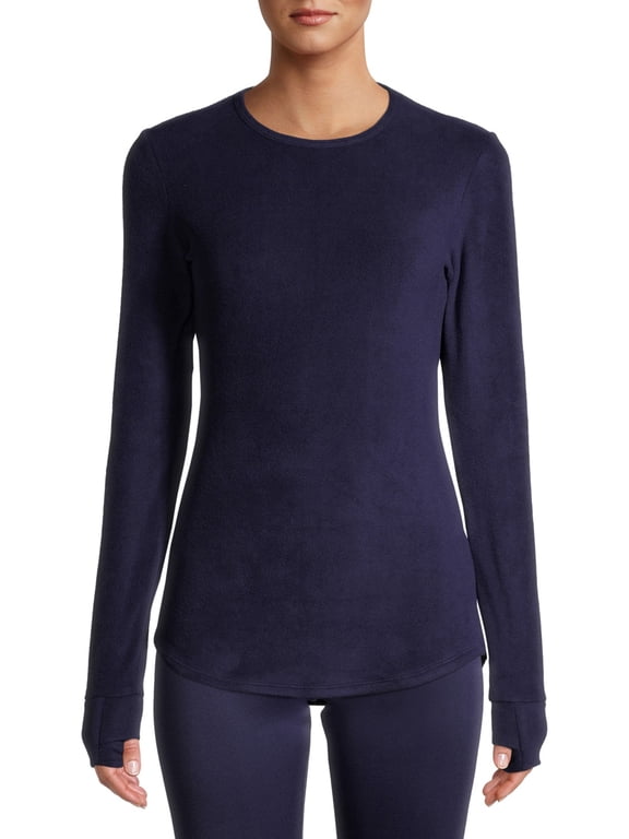 ClimateRight by Cuddl Duds Women's Mild Stretch Fleece Long Sleeve Crew Neck Thermal Base Layer Thermal Top, Sizes XS to 4X