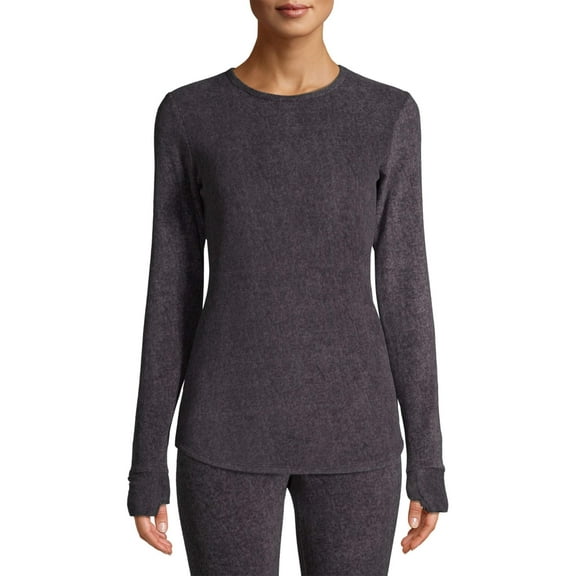 ClimateRight by Cuddl Duds Stretch Fleece Women's Long Sleeve Crew Neck Base Layer Top, Sizes XS to 4X