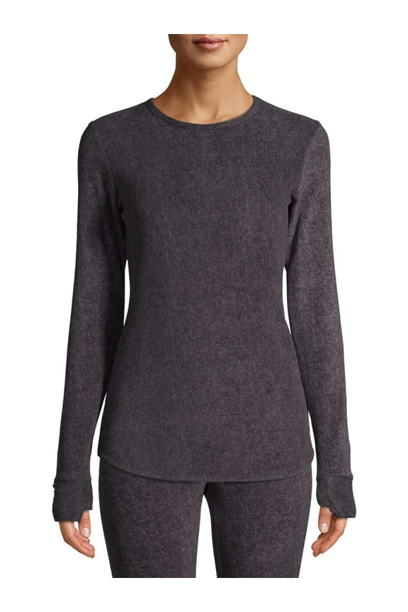 ClimateRight by Cuddl Duds Stretch Fleece Women's Long Sleeve Crew Neck Base Layer Top, Sizes XS to 4X