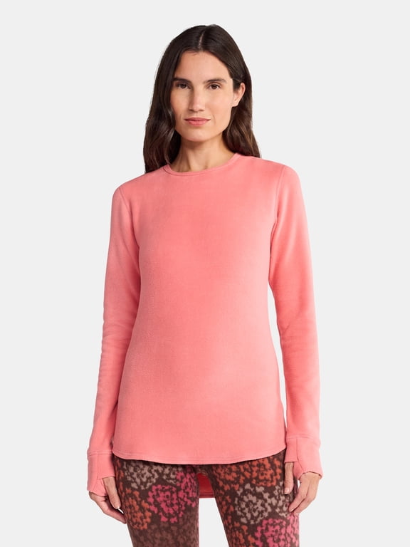 ClimateRight by Cuddl Duds Women's Mild Stretch Fleece Long Sleeve Crew Neck Thermal Base Layer Thermal Top, Sizes XS to 4X