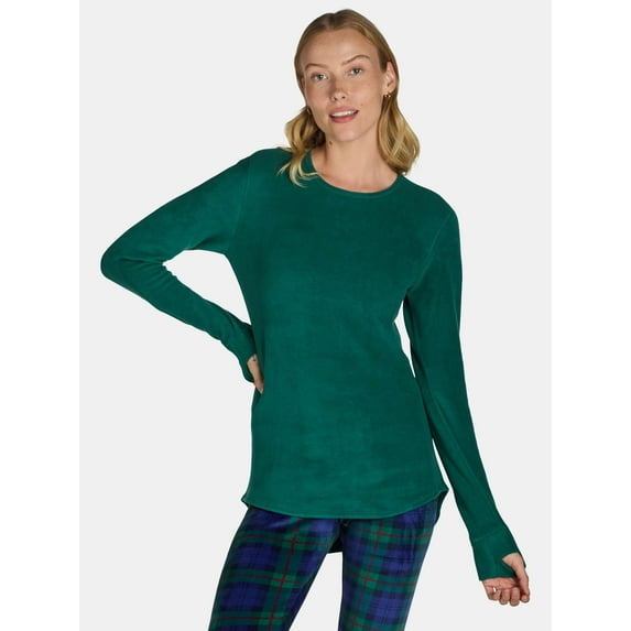 ClimateRight by Cuddl Duds Stretch Fleece Women's Long Sleeve Crew Neck Base Layer Top, Sizes XS to 4X